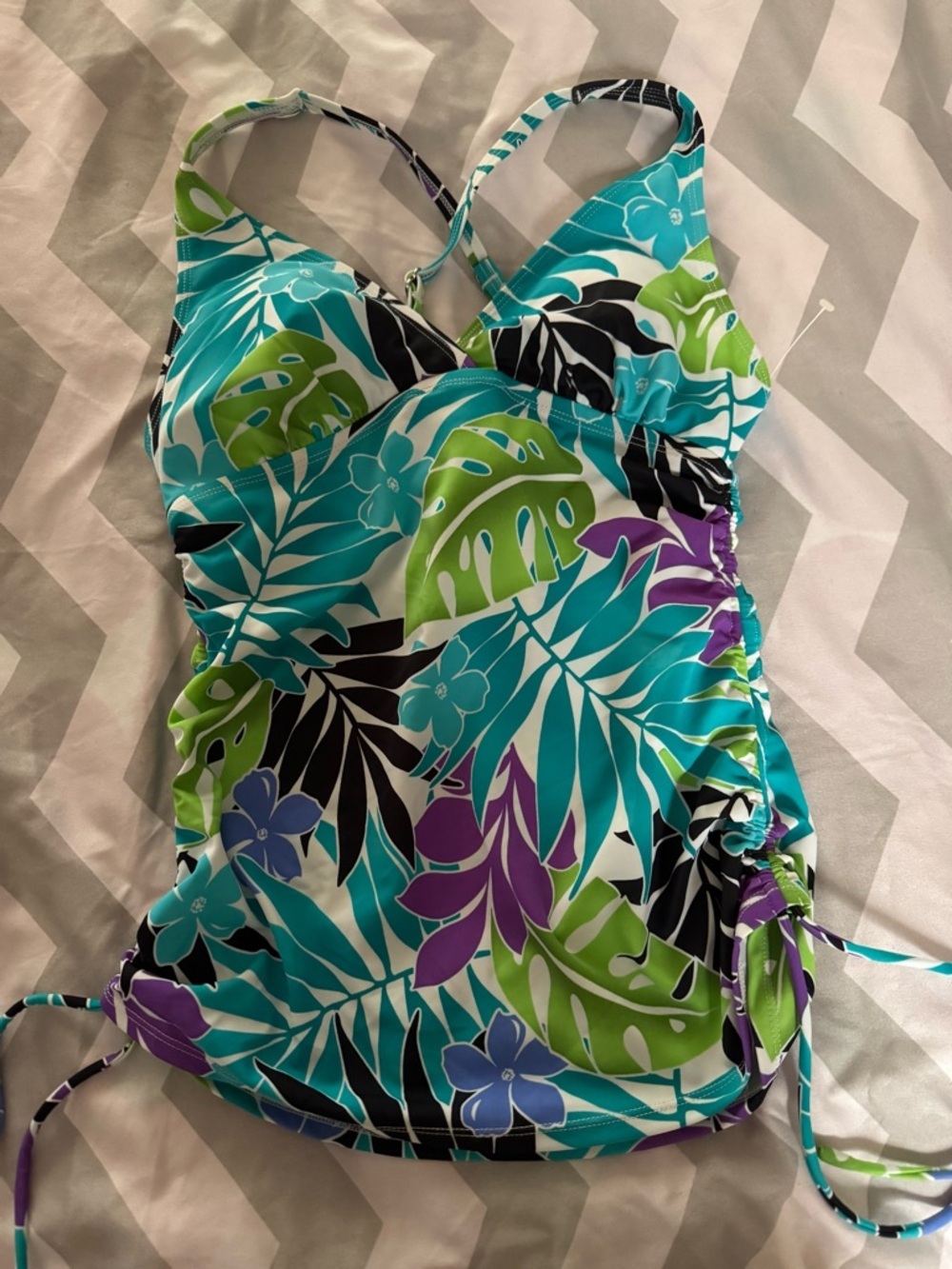 Tropical South Beach Tankini Top Rouched Sides